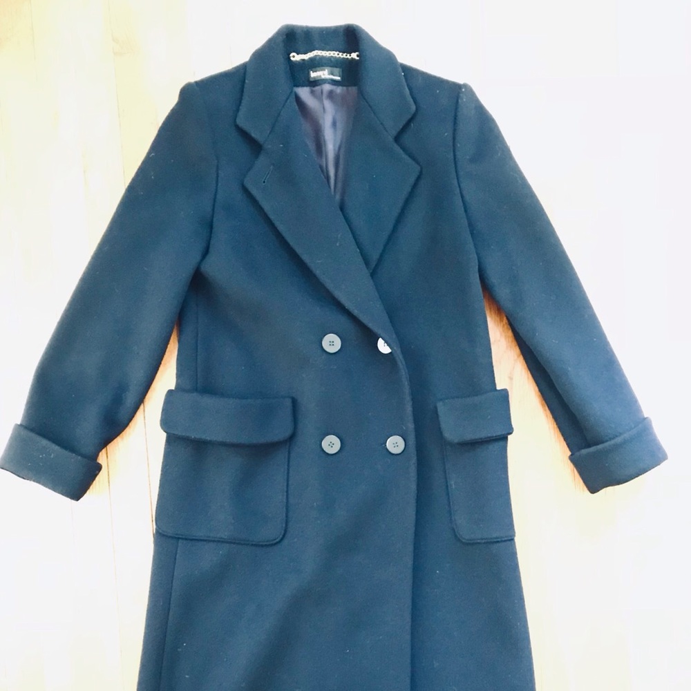 Great quality 90s long navy-blue wool coat